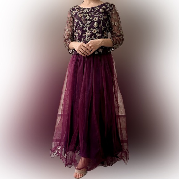 Traditional Pakistani Indian lehenga choli dupatta n purple plum eid formal wear - Picture 5 of 10